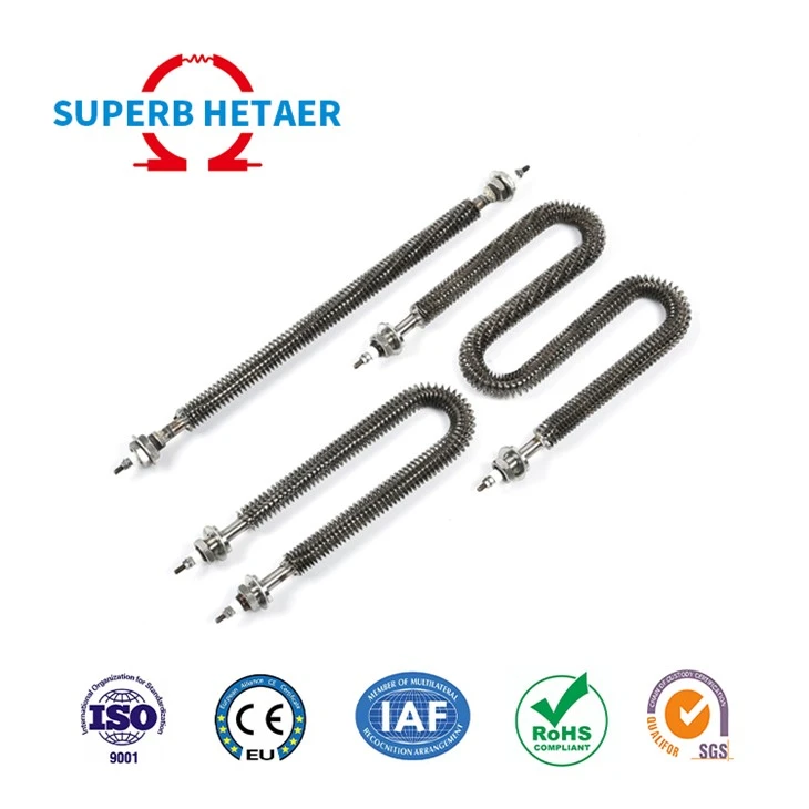 Electric U W I Straight Shape Spiral Square Fins Strip Resistance Heaters
